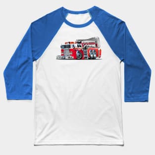 Cartoon Fire Truck Baseball T-Shirt